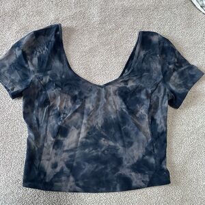 lululemon athletica Navy Tie-Dye Short Sleeve Top